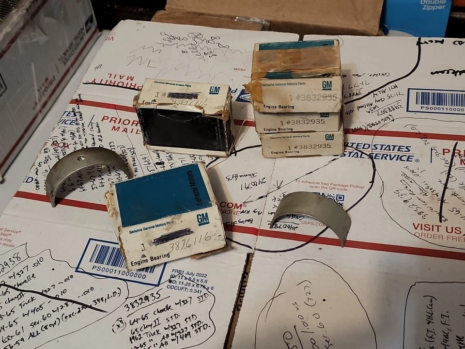 NOS 64-66 CHEVELLE CHEVY II CON 327 JUEGO DE 5 RODAMIENTOS DE VARILLA 3832935 X3 3876126 X2 STD Foto 1 de 4