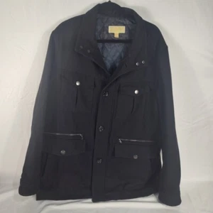 Michael Kors Mens Black Field Utility Jacket Coat X-LARGE Coat Wool - Picture 1 of 11