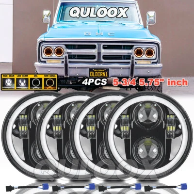 4PCS 5.75" 5-3/4" LED Headlights for GMC C15/C1500 1961-1972 Pickup C2500 Foto 1 de 4