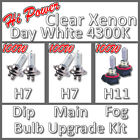 100W Hi Power 4300K Clear Xenon Headlight Bulb Set Main Dip Fog H7 H7 H11 Kit