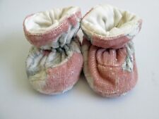 Milk Barn Cloth Booties Shoes Slippers 3-6m Baby 100% Organic Cotton Girl Floral
