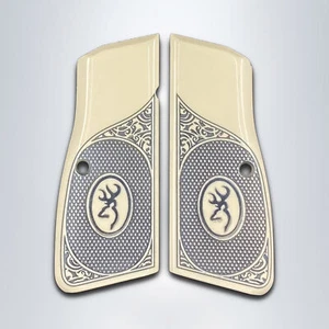 Empuñaduras acrílicas marfil compatibles marca KSD Browning Hi Power MK I II III enmarcadas - Imagen 1 de 1
