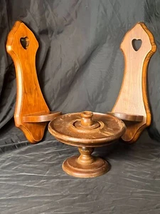 Hand Turned Wood Candle Holder Candlestick Vintage Rustic Mid Century MCM - Picture 1 of 5