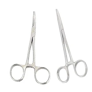 Set of 2 Hemostat Forceps with Serrated Jaws, Stainless Steel Pliers - 6 inch - Picture 1 of 3