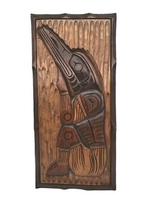 Hand Carved Wood Sculpture Raven Dance Mask Vintage 1985 Demsey Willie Haida Art - Picture 1 of 6