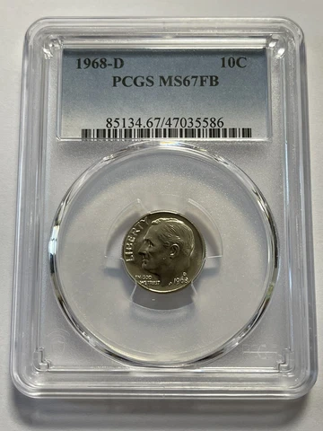 1968-D Roosevelt Clad Dime PCGS MS67FB! High Grade Full Band Dime! Very Rare! Cover
