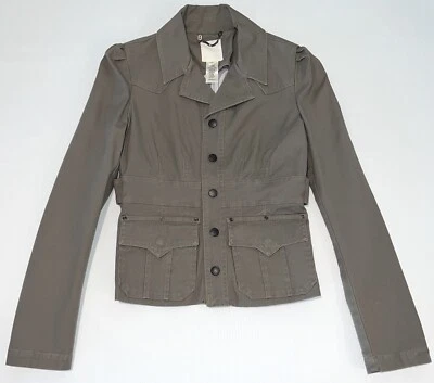 Chaqueta Recortada Y2K De Colección Años 90 DIESEL Taupe Algodón Elástico con Broches de Lunares Negros L Foto 1 de 4