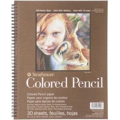 Strathmore 9x12 Colored Pencil Pad 30 Sheets White Acid Free Art Paper - Image 1 of 4