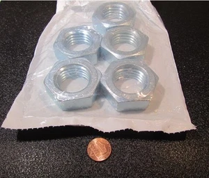 Thin Zinc Plate Steel Grade 2 Hex Nut, Steel, RH 1 1/4"-7 x 23/32" Height 5 Pcs - Picture 1 of 2