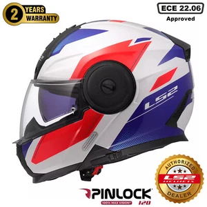 LS2 FF902 SCOPE II DUAL VISOR FLIP UP MOTORCYCLE CRASH HELMET DURIA WHITE BLUE - Picture 1 of 14