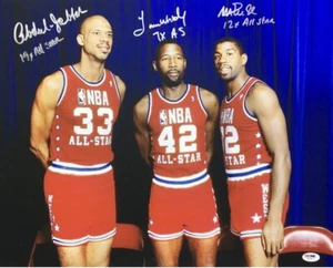 Lakers Kareem  Magic Worthy Signed 1989 All-Star 16x20 Photo W Inscriptions PSA - Picture 1 of 6