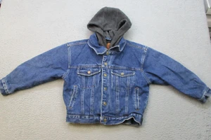 Vtg Distressed Faded Glory Blue Denim Jacket Youth Boys Small Outdoor Hooded 90s - Picture 1 of 9
