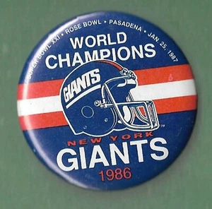 NEW YORK GIANTS SUPER BOWL XXI CHAMPIONS LICENSED BUTTON - Picture 1 of 1