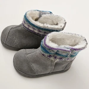 Toms Nepal boots Gray suede metallic wool toddler US 4 Baby Girl One For One - Picture 1 of 5