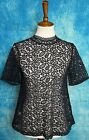 Ann Taylor LOFT Gray Lace Short Sleeve Top Size Petite Small