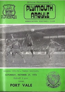 Football Programme PLYMOUTH ARGYLE v PORT VALE Oct 1973 - Picture 1 of 1