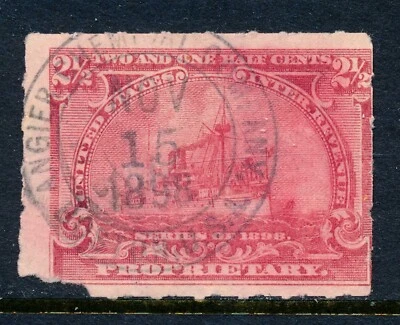 99c START! US Revenue Stamp Battleship RB28 Angier Chemical Co. cancel, Boston - Image 1 of 4