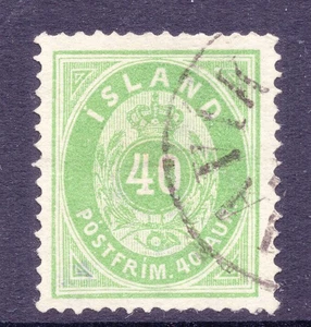 Iceland 14 Used 40a green 1876 issue single CV $225 - Picture 1 of 2