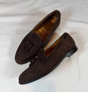 Brooks Brothers Mens 9 D Tassel Dress Shoes Suede Brown Made in USA Prep 04512 - Picture 1 of 21