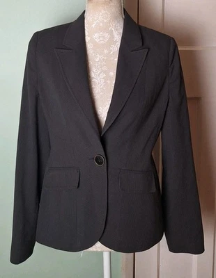 BNWT Autonomy Dark Chocolate Brown Striped Blazer Jacket - Size 10 - Image 1 of 4