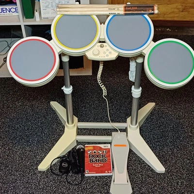 Rock Band Drum Set Lot Bundle Microphone Nintendo Wii Track Pack Vol2 Authentic  - Image 1 of 4
