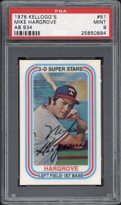 1976 Kellogg's Mike Hargrove AB 934 #51 PSA 9 Mint Texas Rangers  - Image 1 of 2