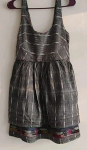 Free People New Romantics Layered Floral Embroidered Gray Mini Tank Dress SIZE 6 - Picture 1 of 18