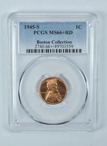 1945-S Lincoln Wheat Cent Boston Collection MS66+ RD PCGS *2923 - Picture 1 of 5