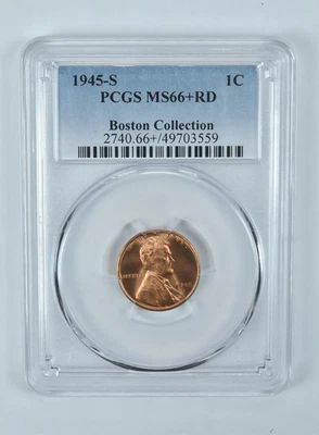 1945-S Lincoln Wheat Cent Boston Collection MS66+ RD PCGS *2923 - Image 1 of 4