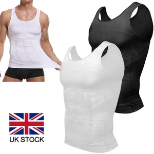 Mens Body Shaper Compression Vest Slimming Shirt Tank Chest Belly Waist Control - Picture 1 of 23