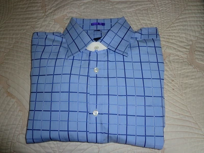 Paul Smith London Shirt Mens Sz US 17 EU 43 Blue Check French Cuff Made Italy - Image 1 of 4