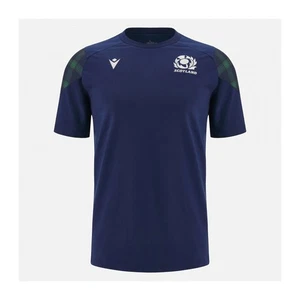 RUGBY SCOTLAND - SHIRT TRAVEL COTTON NAVY - MACRON - Season 2023/24 - Picture 1 of 3