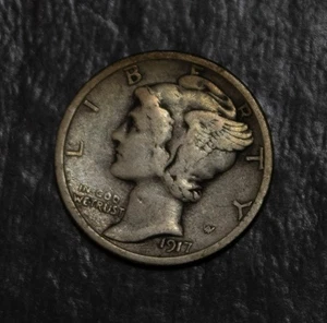 1917 S Mercury Dime Choice Fine 90% Silver Lot F 763 - Picture 1 of 2