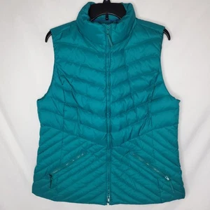 Talbots Puffer Vest Womens Large Teal Down Fill Full Zip - Picture 1 of 10