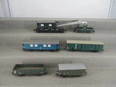 Märklin Roco H0 AC/DC Güterwagen Set 6-tlg. Kranwagen u.a. ohne OVP F248 - Bild 1 von 4