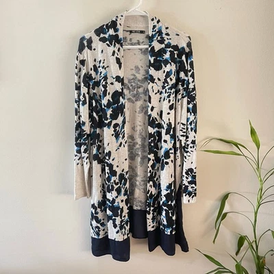 Nic + Zoe Linen Blend Open Front Cardigan Sweater Women 2X Abstract Floral Print - Image 1 of 4