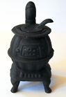 Vintage Miniature Iron Art Black Cast Iron Pot Belly Stove Display 5"