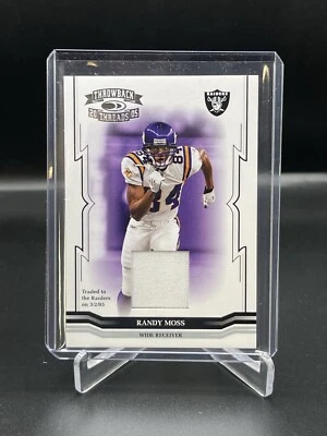 2005 Donruss Playoff Throwback Threads Randy Moss # 107 Game Worn Material - Image 1 of 2