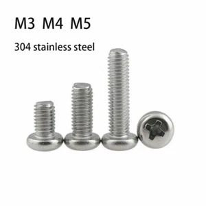 M3 M4 M5 Pan Head Machine Screws A2 Stainless Steel Phillips Head Bolts Pozi - Picture 1 of 5
