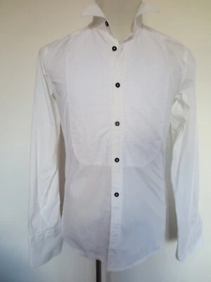 Camisa de fumar BRUNO BELLINI XS/S (Et. M) slimfit blanco para gemelos /Lu Foto 1 de 4