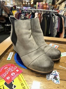 Sorel womens 11 Wedge Boots Cattail Leather Ankle Platform Gray NL2704-089 - Picture 1 of 6