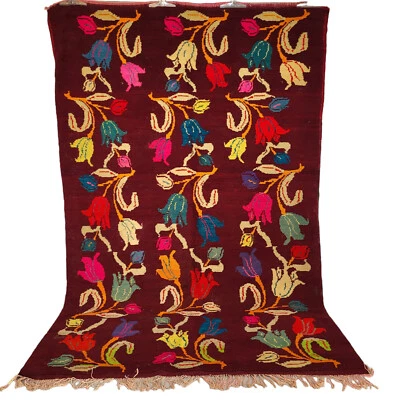 Vintage Moroccan Azilal Rug Handmade Boujad Flower Berber Tribal Wool Rug Carpet - Image 1 of 4