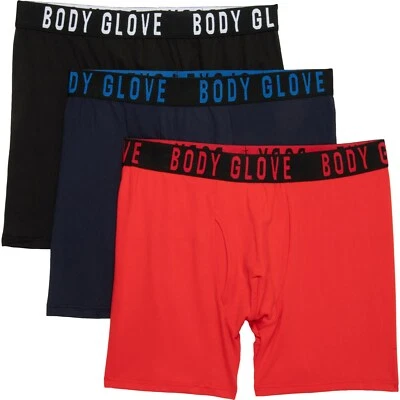 3 BODY GLOVE Cotton Stretch BOXER BRIEFS  6" inseam BLACK or  MULTI  NWT - Image 1 of 2