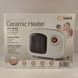 Soleil MH-08W 250 Watt Personal Electric Ceramic Space Desktop Heater White - Picture 1 of 3