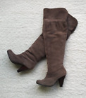 Restricted Suede Boots Tall Tan Brown Mocha Putty Grey Over-the-knee 7 High Heel