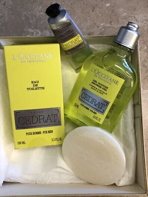 Juego de 4 piezas L'occitane en Provence Cedra edt + gel de ducha + jabón de afeitar + bálsamo para después del afeitado Foto 1 de 2