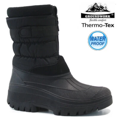 STIVALI DA NEVE DA UOMO INVERNALI IMPERMEABILI MUCKER SCI TERMICO WELLINGTONS PELLICCIA TAGLIA CALDA  - Immagine 1 di 4