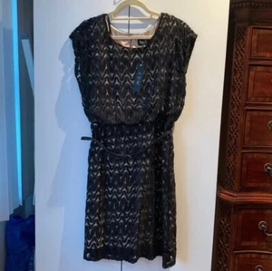 AUW Women’s Size Large Black Elegant Party Sleeveless Elastic Waist Dress - Picture 1 of 3