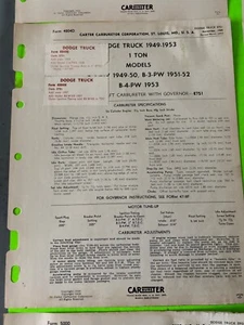 Dodge truck, Carter carburetor bulletin, 1949/53. Item: 26827 - Picture 1 of 1