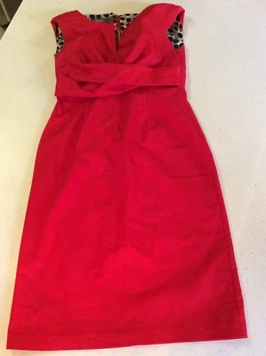 Vestido Donna Rico New York Talla 6 Rojo Estampado Leopardo Forrado Foto 1 de 4